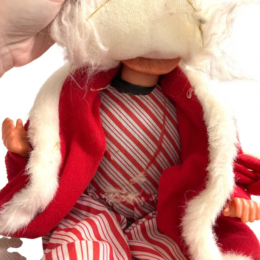 Santa Claus Doll Red Robe Striped Pajamas Christmas Decor 10